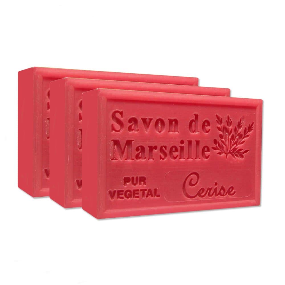 Cherry Pure French Marseille Soap - 4.4oz - (Pack of 3 bars)