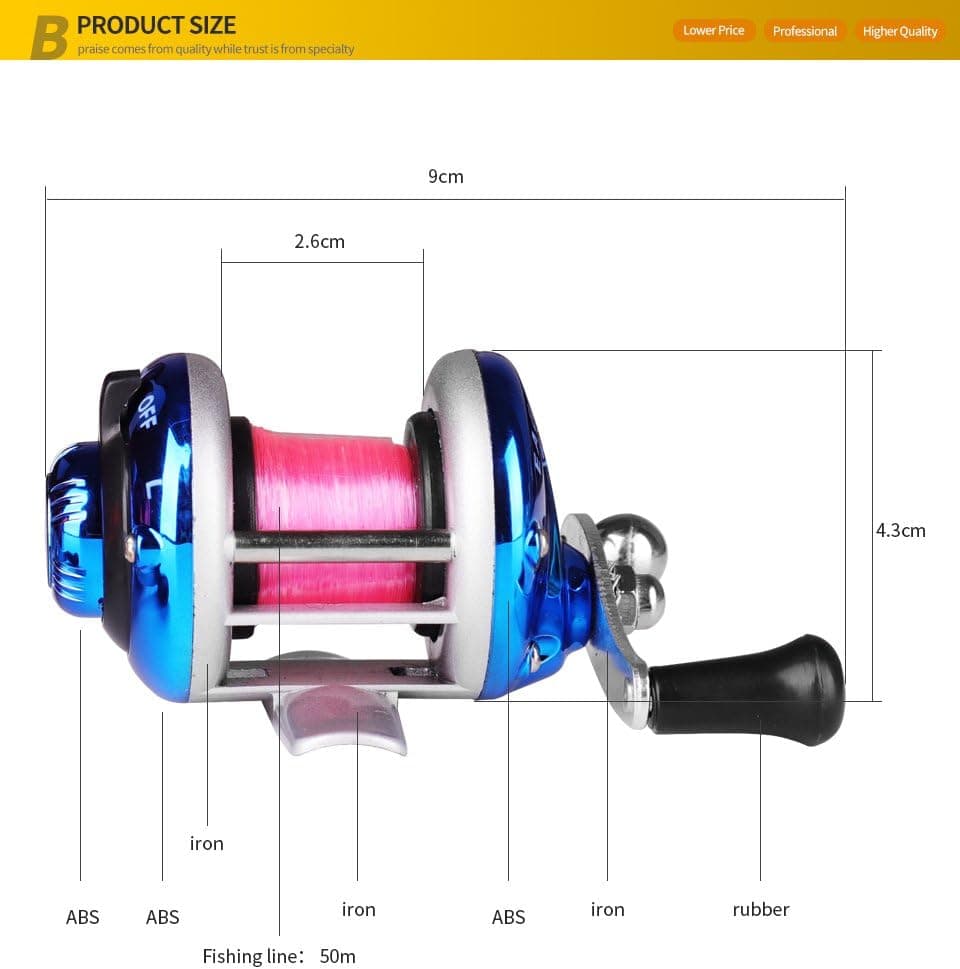 Yiwa Fishing Reel Mini Metal Bait Casting Spinning Reel Ice Fishing Reel Fish Water Wheel Baitcast Roller