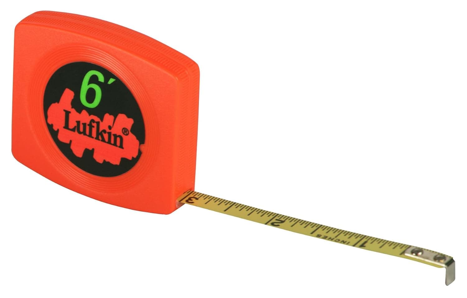 Crescent Lufkin 1/4" x 6' Pee Wee® Hi-Viz® Orange Case Yellow Clad Pocket Tape Measure - W616BO