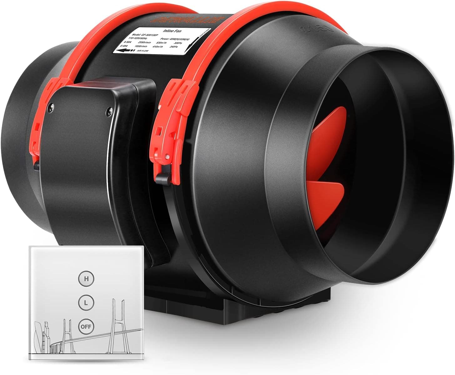 6 Inch Inline Duct Fan with Remote Variable Speed Controller, DEWALLIE Ventilation Exhaust Fan 312 CFM for Tent and Grow Room