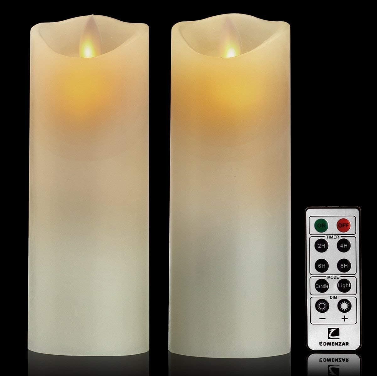 Comenzar Flameless Candles Flickering Flameless Candles LED Candles Set of 2-6inch x 2pcs Battery Candles Real Wax Pillar with 10-Key Remote Control White Color - 2/4/6/8 Hours Timer