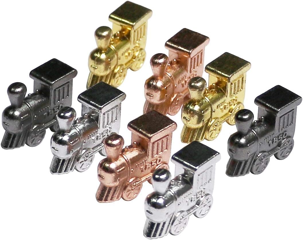Exqline Train Markers for Mexican Train Dominoes Game Set of 8-4 Individual Colors Die-Cast Marker Trains for Mexican Dominoes