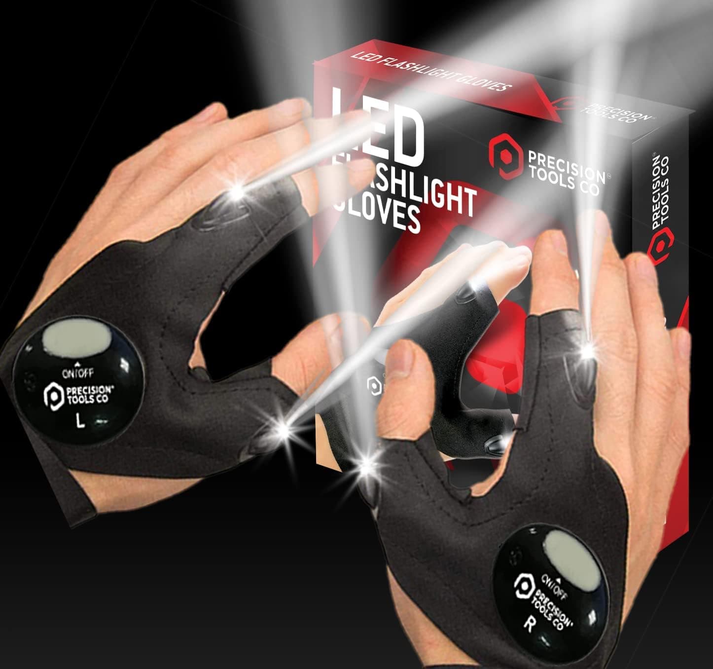 LED Flashlight Gloves - Bright Light at Your Fingertips - Fix Everything in Dark & Tight Spaces Keeping Both Hands Free – See & Be Seen Safely When You’re Working in the Dark, Dealing with Emergencies