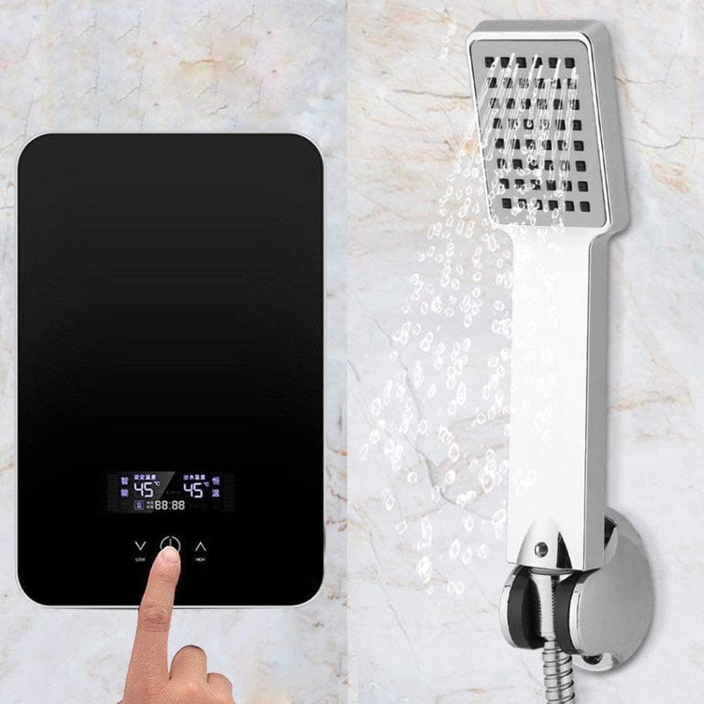 Tankless Water Heater, Portable Digital Tankless Instant Electric Hot Water Heater Shower System for Home Bathroom Shower 220V 6500W (USA Stock) (Black)