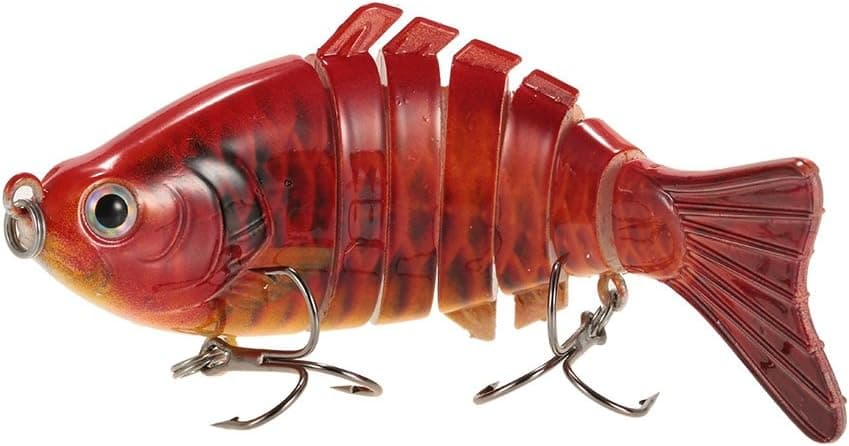 Lixada 10cm/4" 15.5g Bionic Multi Jointed Fishing Lure Sun-Fish Lifelike Hard Bait Bass Yellow Perch Walleye Pike Muskie Roach Trout Swimbait (Style 8)
