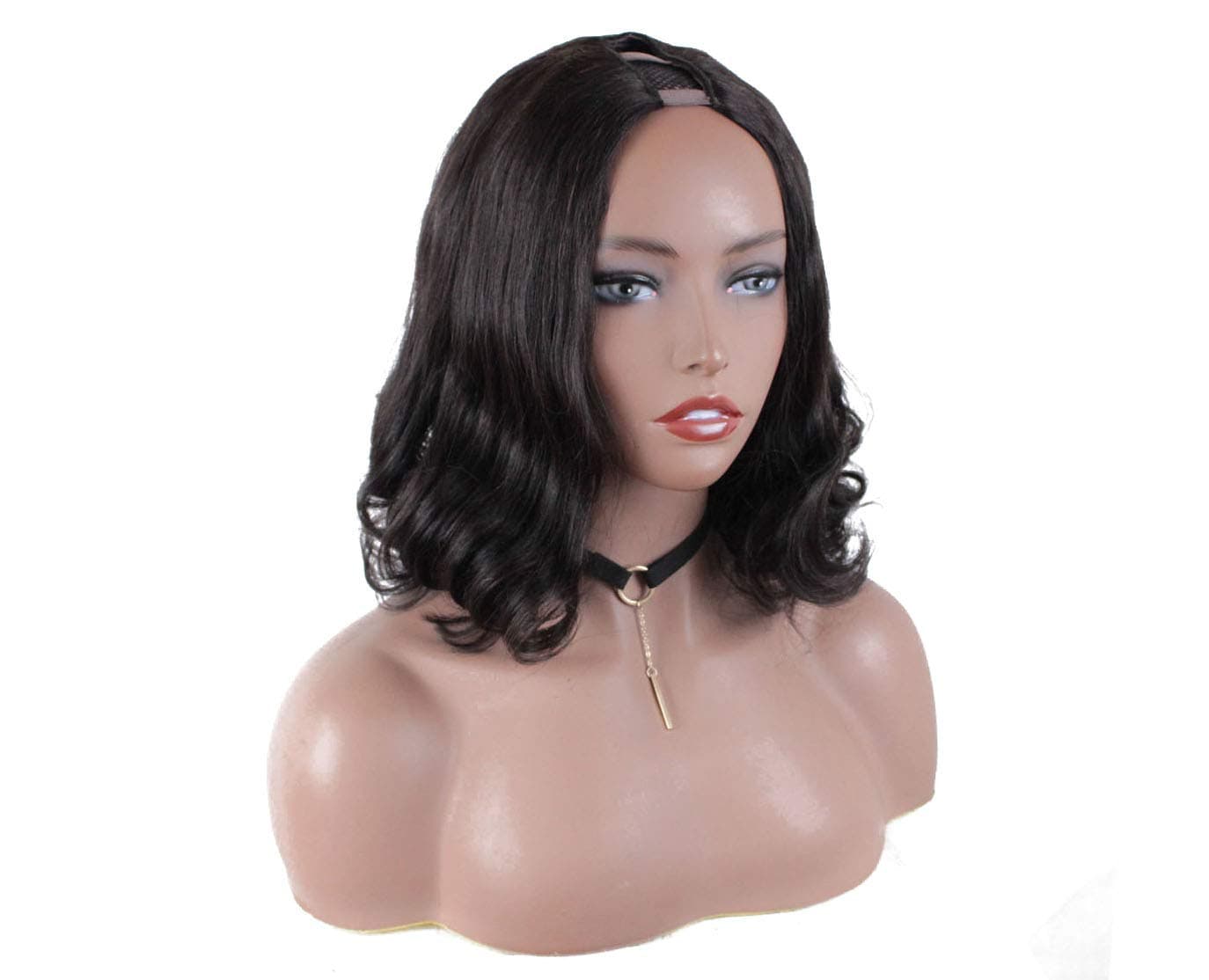 FOND U Part Wigs for Black Women Bob Lace Front Wig Human Hair Brazilian Virgin Hair Natural color 130 Density