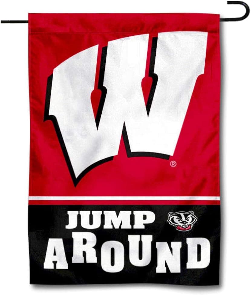 Wisconsin Badgers Jump Around Garden Banner Flag