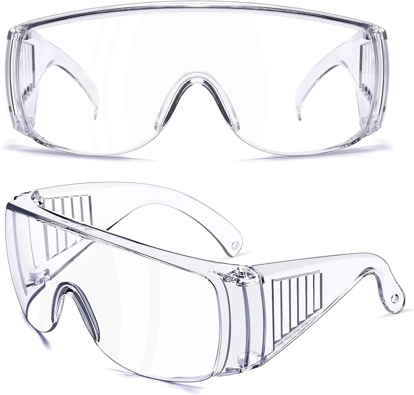 LIANGJIE Safety Glasses, Over Glasses ,Goggles Protective, Eyewear Anti UV Resistant Safety Glasses for Men Women Lab Clear, Anti Fog Goggles (2 pieces Install)