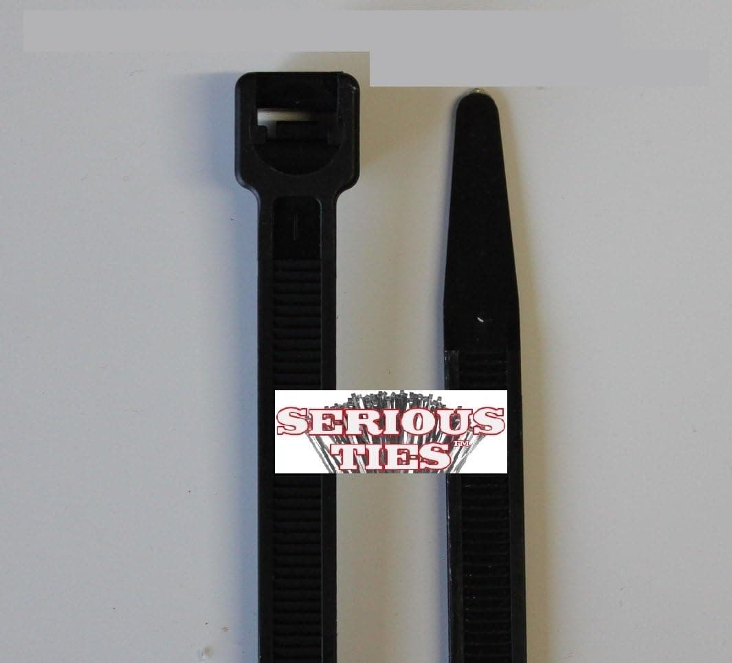 Serious Ties - 8 Inch Moderate Duty Cable Ties - 120 Pound Tensile Strength - UV Resistant Black (100 Pack, UV Resistant Black)