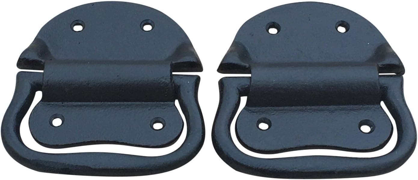 Pair of Cast Iron Trunk Chest Handles Drop Down Trunk Handle with Hardware