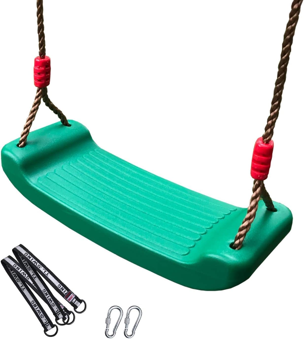 XTSKLY Plastic Swing Seat with Adjustable Rope,Swing for Kids Outdoor, Kids Tree Swing Seat, Swing Set Accessories for Outdoor Indoor, Tree, Backyard, Playground, Green