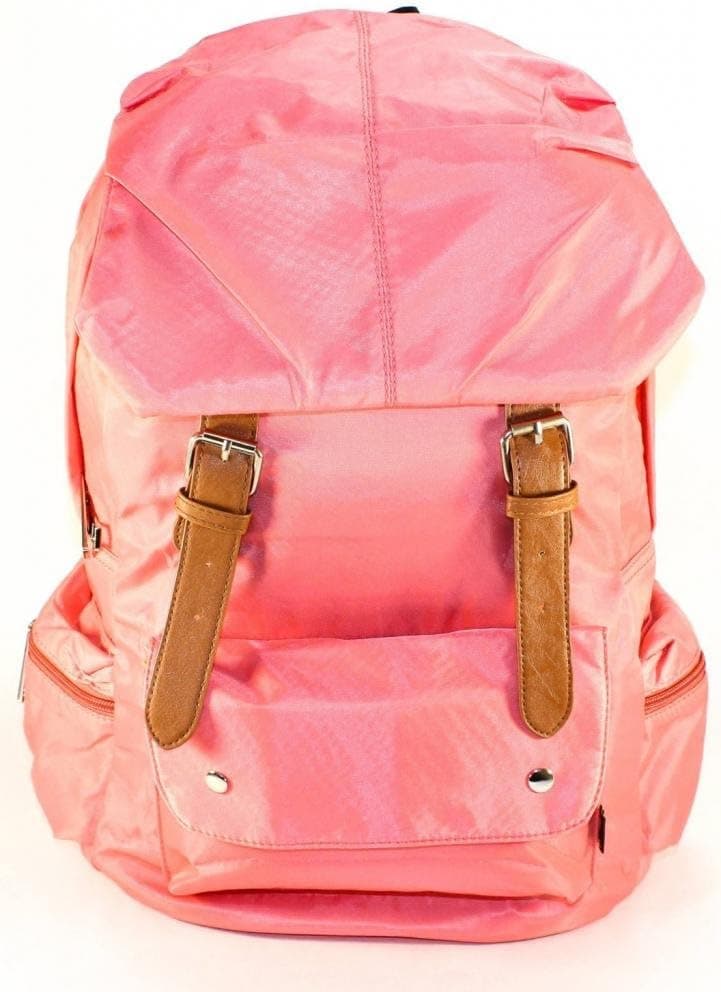 AM Landen Soft Silky Nylon Backpack School Bag Travel Bag(Pink)