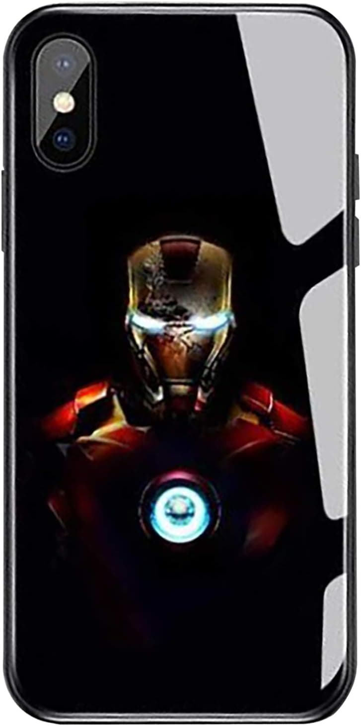 Luminous Voice Reaction Spider Hero Man Glowing in Dark Iron Super Hero Man Comics Tempered Glass Cover Case for iPhone (Iron Hero, iPhone 6 iPhone 6s)