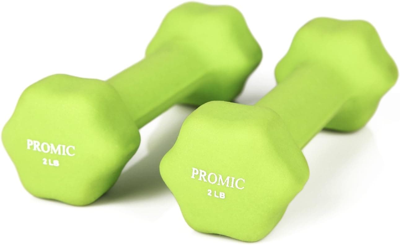 PROMIC Hexagon Neoprene Coated Dumbbell Hand Weights in Pair, 2lb/3lb/5lb