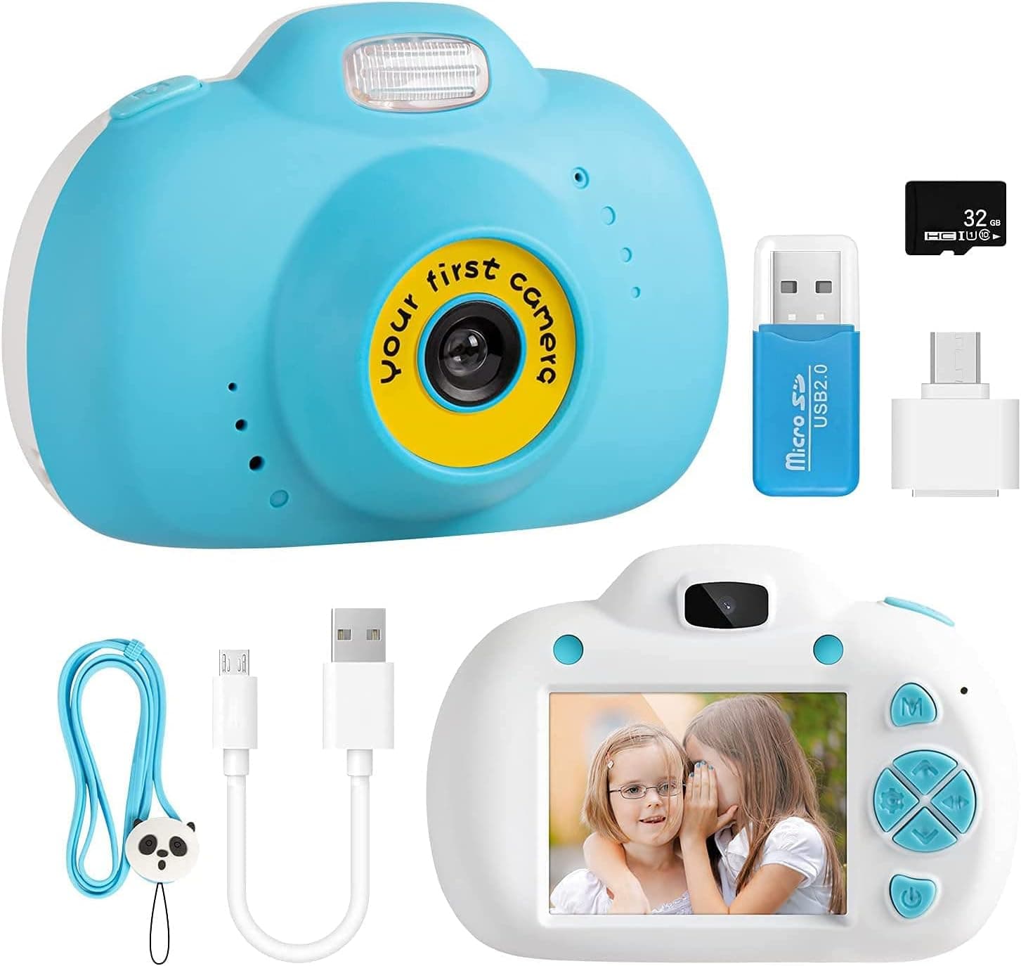 Kids Camera 2.4 Inch, 20MP Video Toddler Childrens Digital Camera for Girls, Rechargeable Memory Record Toy Camera with 32G SD Card for Boys Christmas Birthday Gifts for Kids 8-10