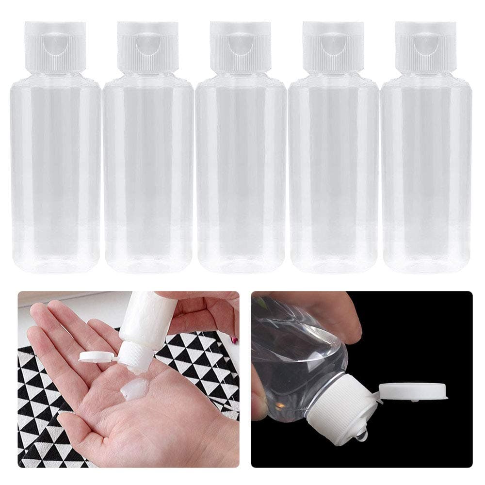 5 Packs Clear Plastic Empty Bottles Travel Containers with Flip Cap-Refillable Containers Cosmetic Bottles for Shampoo Lotion Liquid Body Soap BPA-free