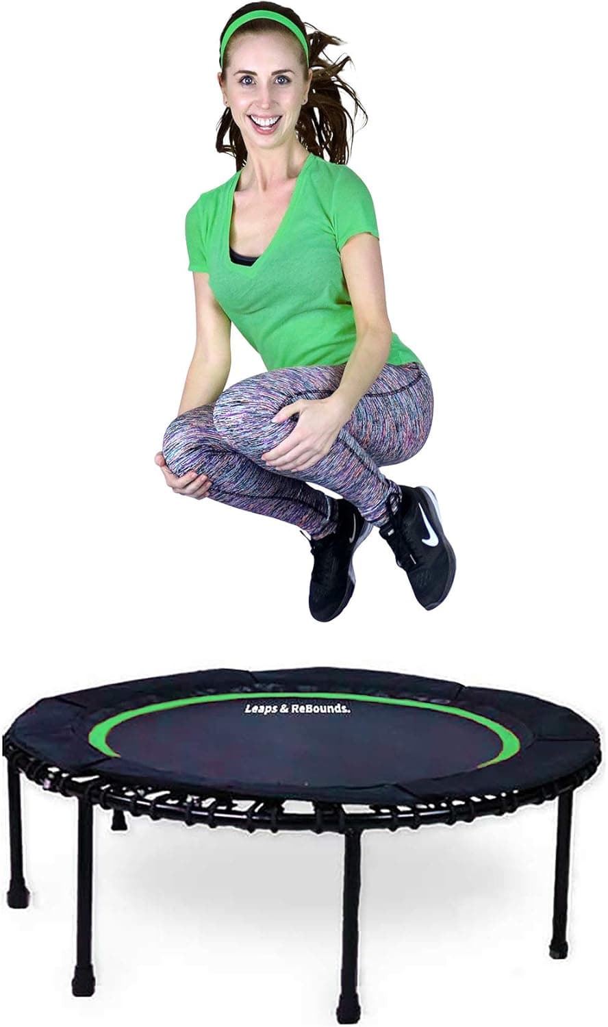 Leaps and ReBounds for Adults and Kids - Rebounder with Online Workout Videos - for Outdoor Games, Fitness, and Recreational Activities - Safe, Quiet, Durable Cardio Exercise Equipment