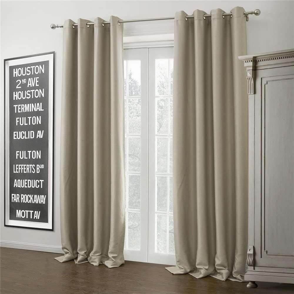 IYUEGO Warm Ivory Curtain Solid Grommet Top Blackout Curtain Draperies with Multi Size Customs 30" W x 45" L (One Panel)