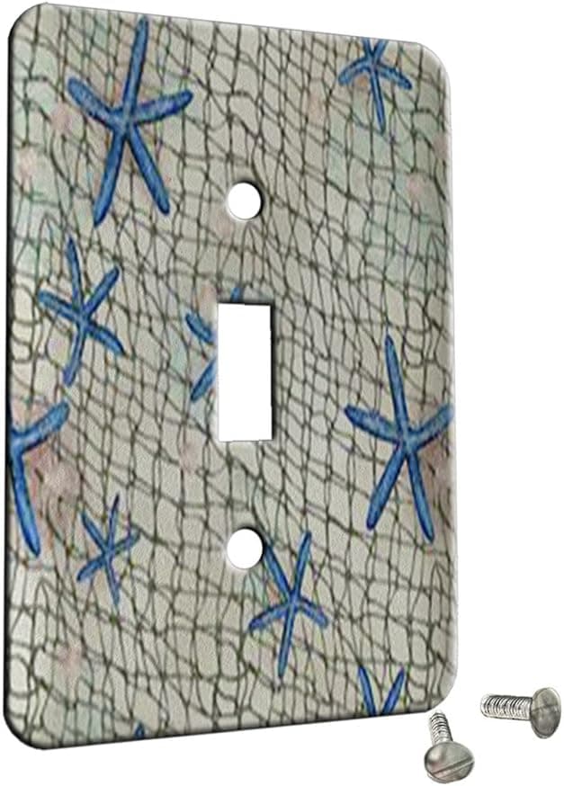 Starfish Nautical Net - Decor Switch Plate Cover Metal (Single Gang Switch)