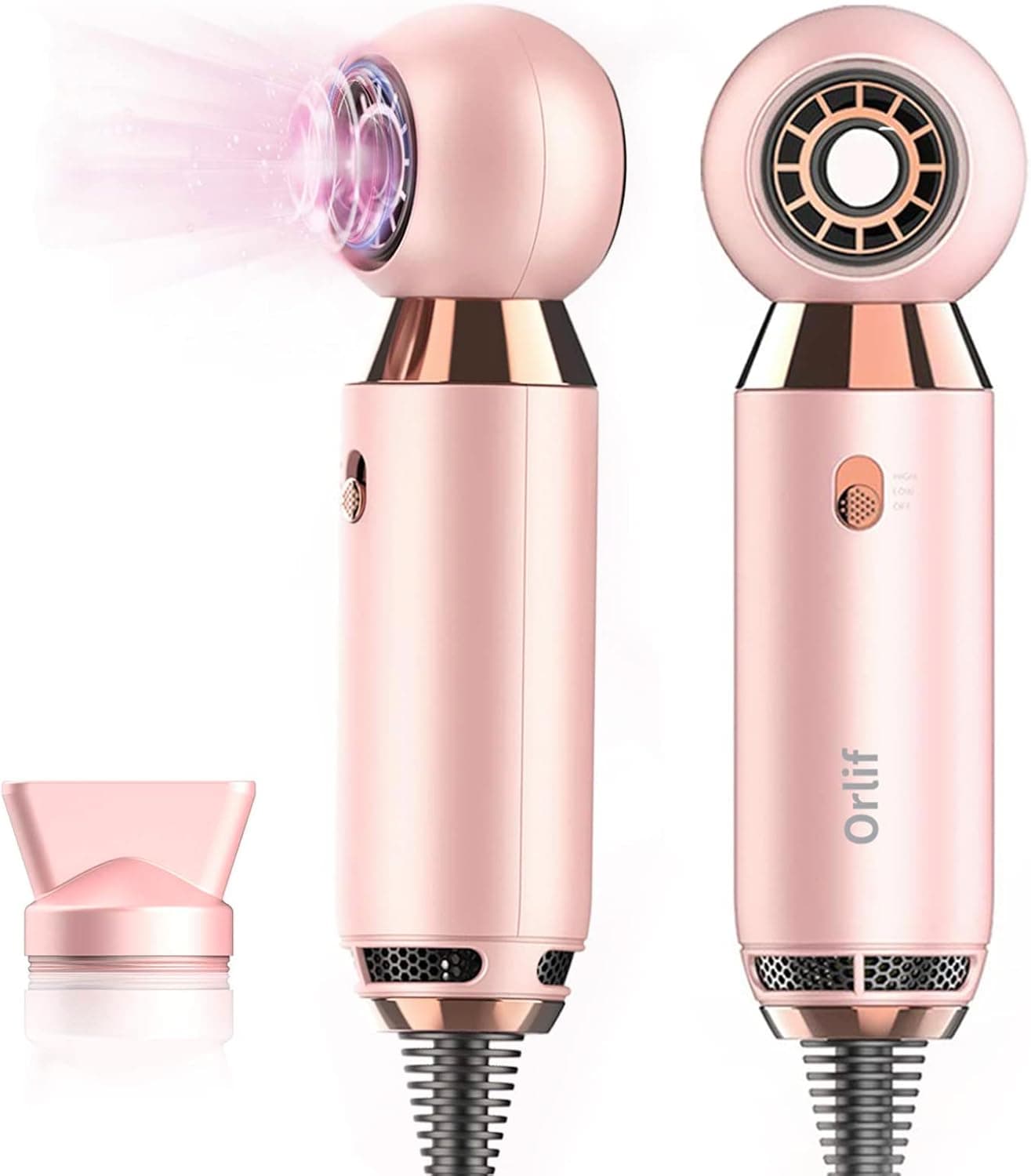 Professional Hair Dryer 800W Lightweight & Compact Blow Dryer Powerful Flow Hair Dryers for Travel and Home Concentrator Nozzle Pink