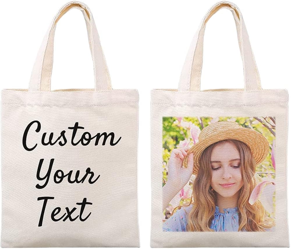 AIPNIS Personalized Tote Bag, Canvas Tote Bag With Customizable Pictures and Text, Reusable Grocery Bag,Shopping Bags