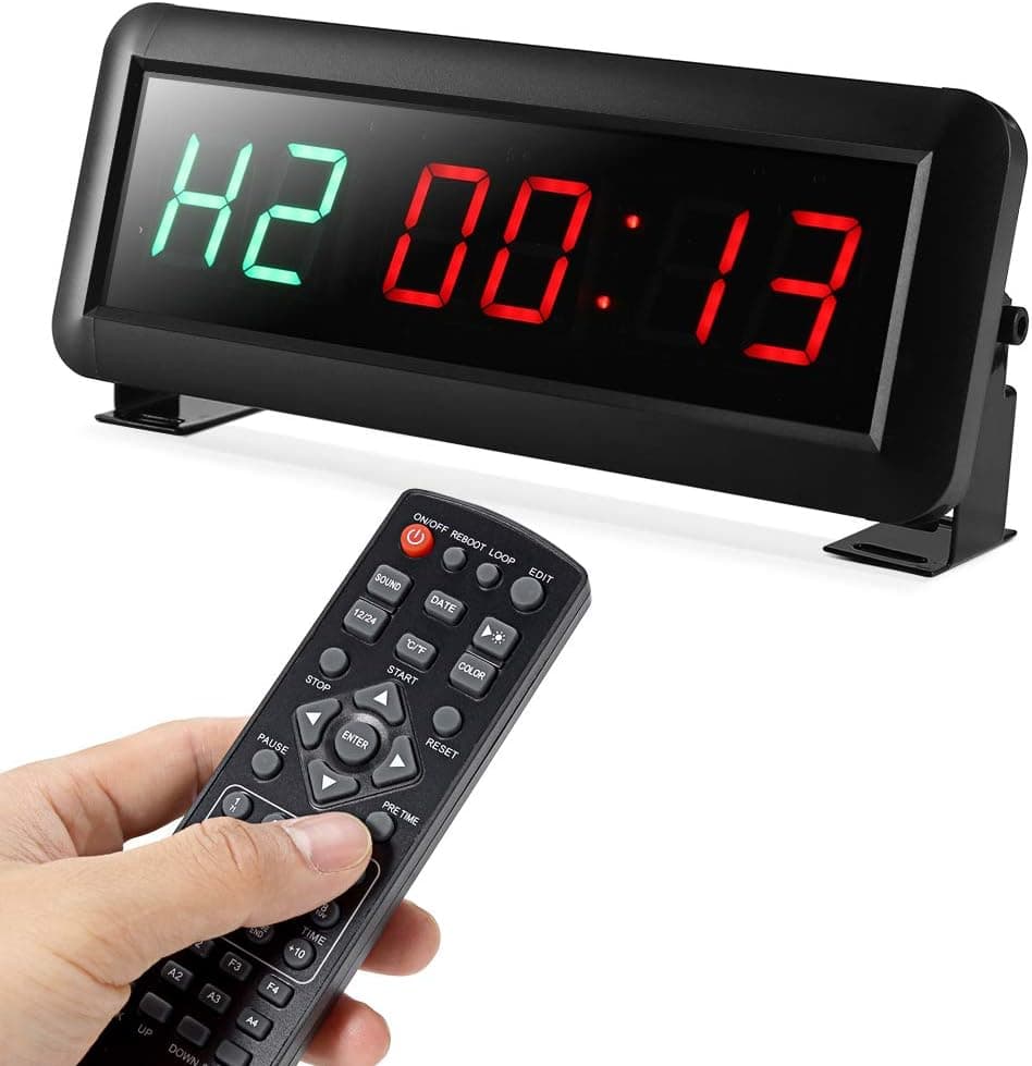 PELLOR Fitness Training Gym Timer, Interval Timer Clock with Remote Control Indoor for Crossfit, Tabata, EMOM, MMA (2.3" Digits Height)