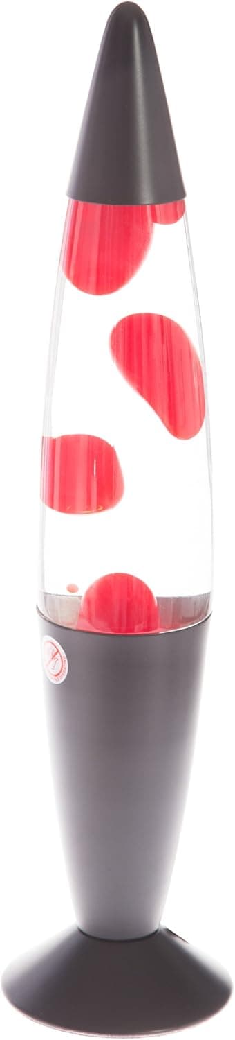 IIDSA Volcan Lava Lamp with Red Liquid Wax and Black Base 16 inch Decorative Table Lamp for Any Area of Your Home