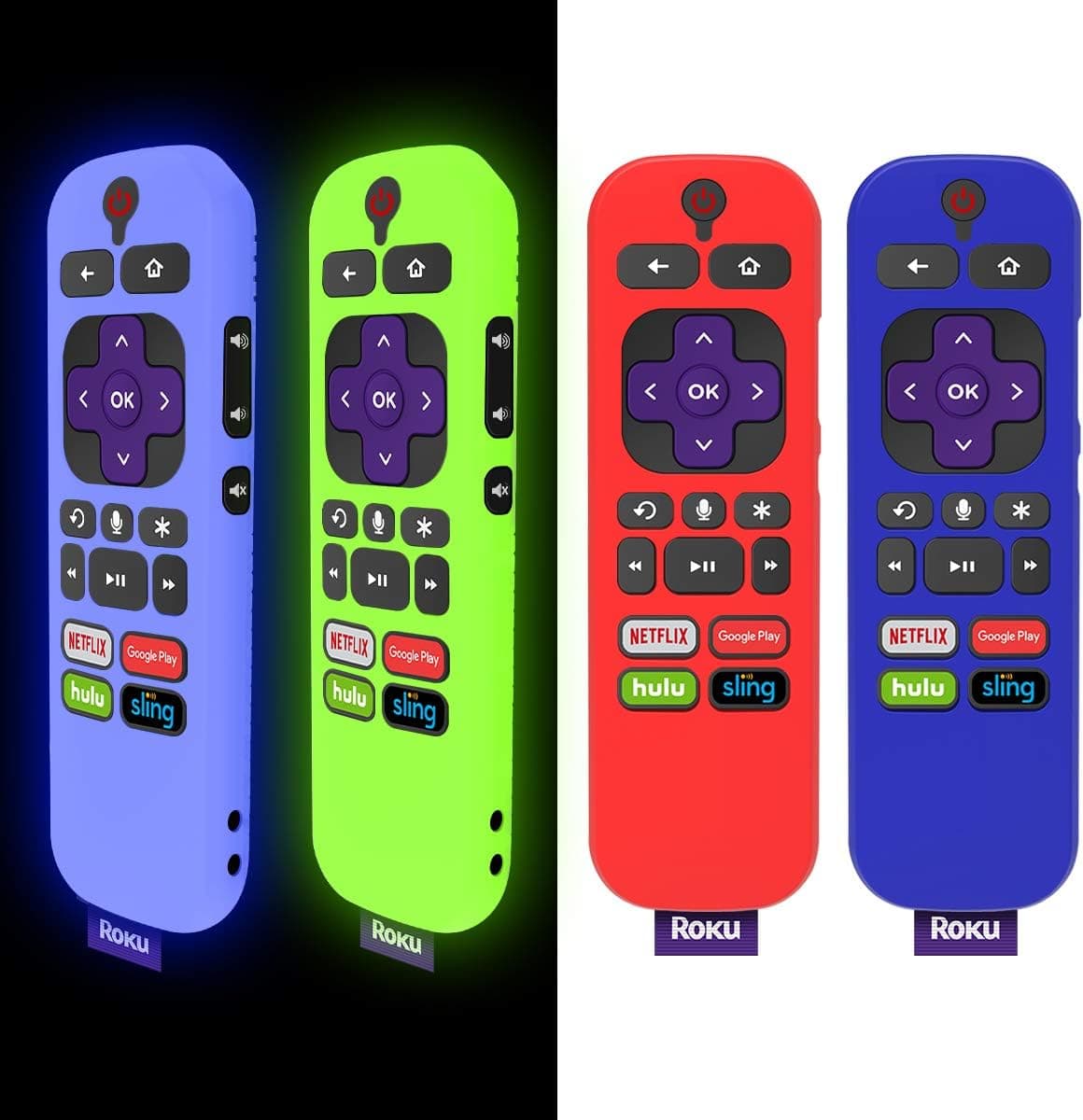[4 Pcs] for TCL Roku TV Steaming Stick 3600R Remote Case, Woocon Silicone Case Anti/Drop/Slip/Scratch/Dust,Universal Sleeve for RCAL7R/3921/3800/3810