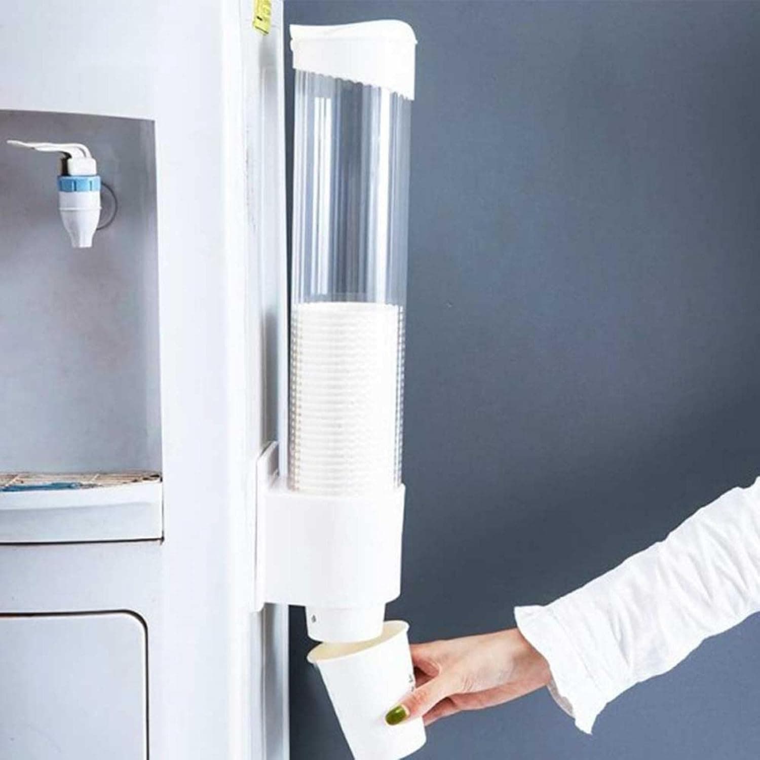 Saycker Disposable Small Cup Dispenser Wall Mounted Pull Type Cup Holder for Office Home Hospital(White)