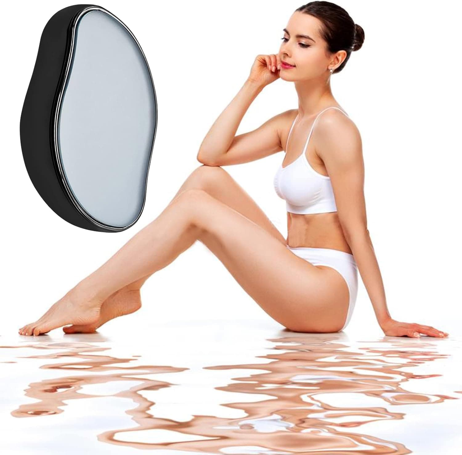 Crystal Hair Eraser, Painless Hair Removal Skin Exfoliator Tool for Men Women Arms Legs Back Chest, Soft Smooth Silky Skin, Magic Crystal Hair Remover for Body Any Part (Black)