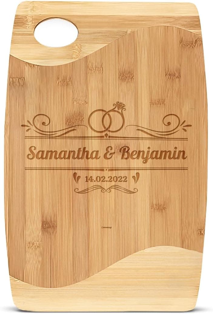 wowcugi Personalized Cutting Board for Couple Bamboo Wood Engraved Chopping Board Christmas Housewarming Wedding Gifts Bridal Shower Custom Gift For Family Mr Mrs Newlyweds Parents Couples