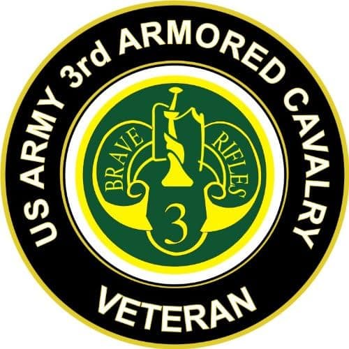 Military Vet Shop U.S. Army Veteran 3rd Armored Cavalry Window Bumper Sticker Decal 3.8"