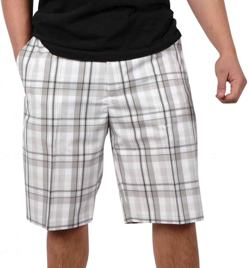Ashworth Mens Madras Plaid Flat Front Shorts