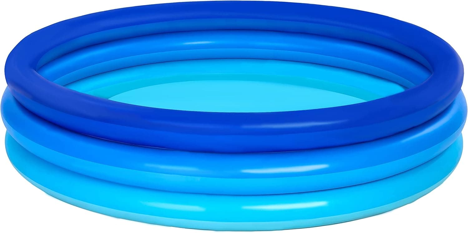 1Pack 66" X 15" Blue Garden Round Portable Inflatable Kiddie Pool, Swimming Pool Blow Up Paddling Pool Baby Ball Pit Pool for Kids Toddler Summer Water Party Indoor&Outdoor