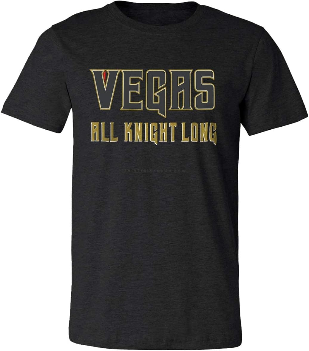 36 and Oh! Golden Knights Shirt All Knight Long - Heather Black Soft Style