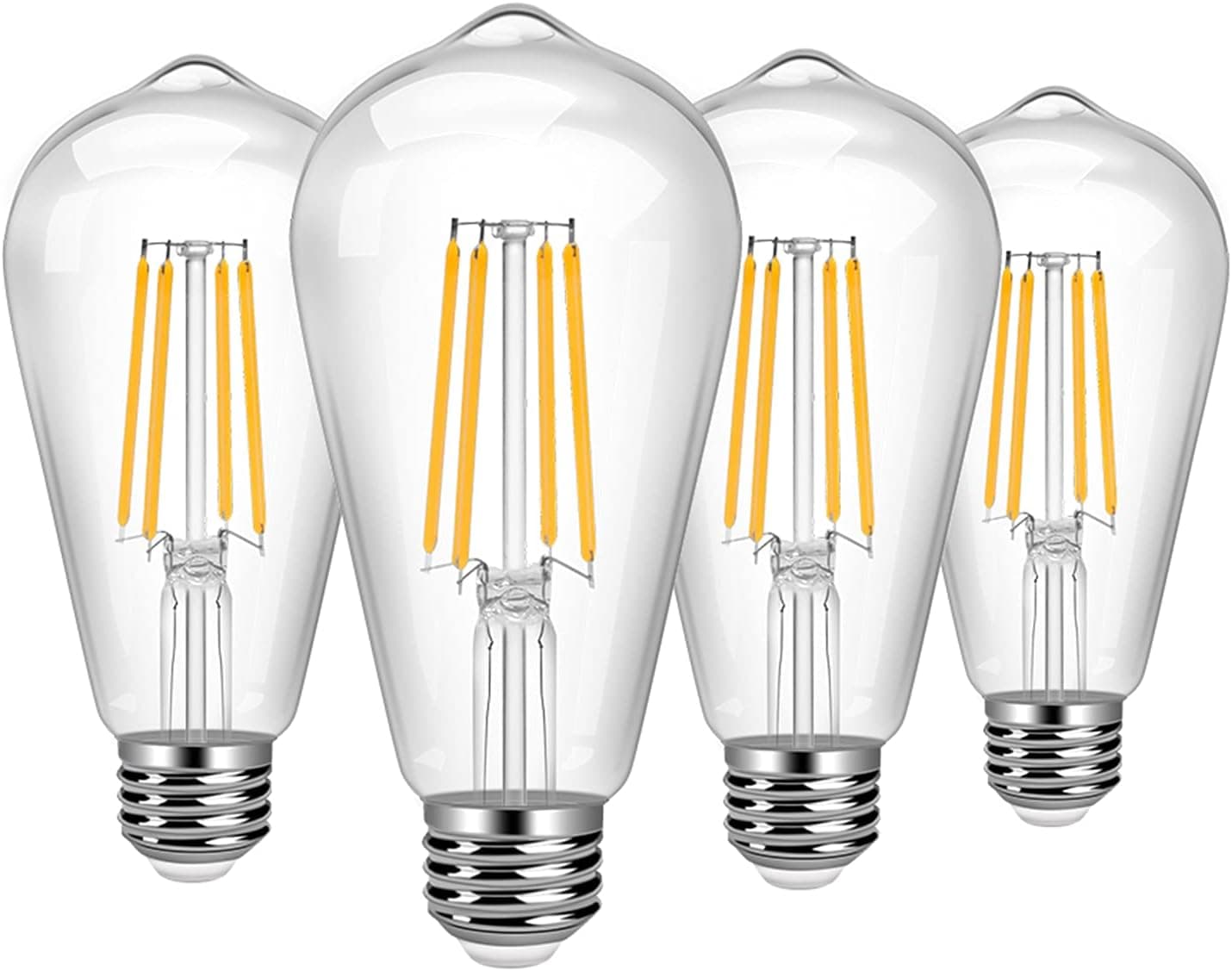 4 Pack Vintage LED Edison Bulbs, 8W Equivalent 80W, Dimmable LED Edison Bulb Warm White 2700K ,High Brightness ST64 Antique LED Filament Bulbs, Vintage Edison Bulbs E26 Base Clear Glass.