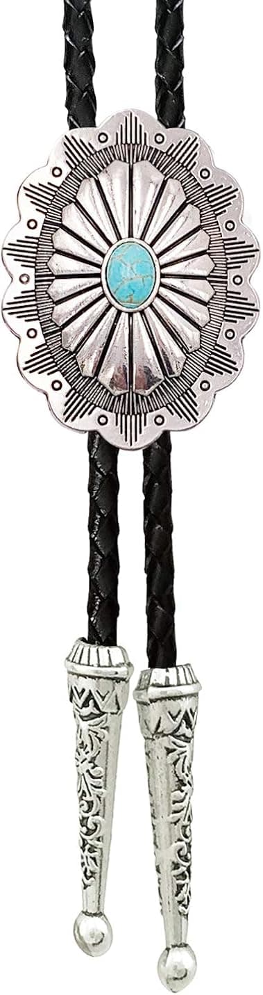 SELOVO Celtic Genunie Leather Bolo Tie Native Western Bola Tie Stone