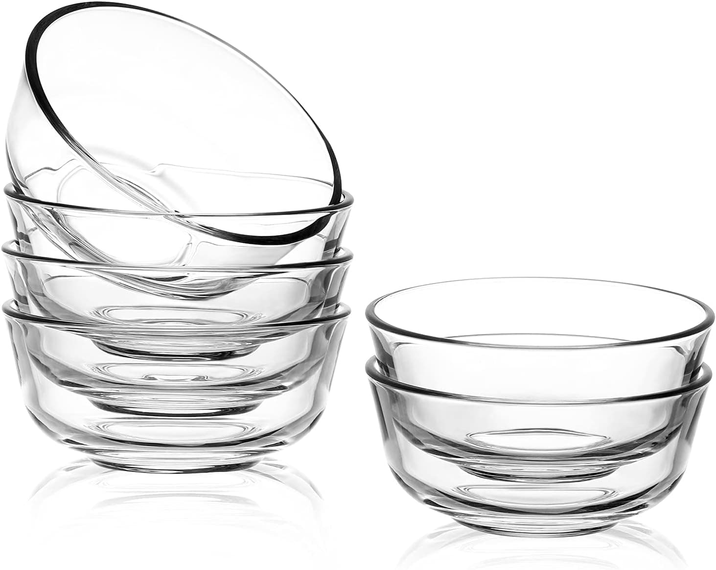 SWEEJAR 8 oz Glass Bowls Set(6 pack),Small Bowls for Kitchen,Dessert Bowls for Ice Cream,Snack Bowls,Side Dishes,Small Serving Bowls for Dipping,Prep