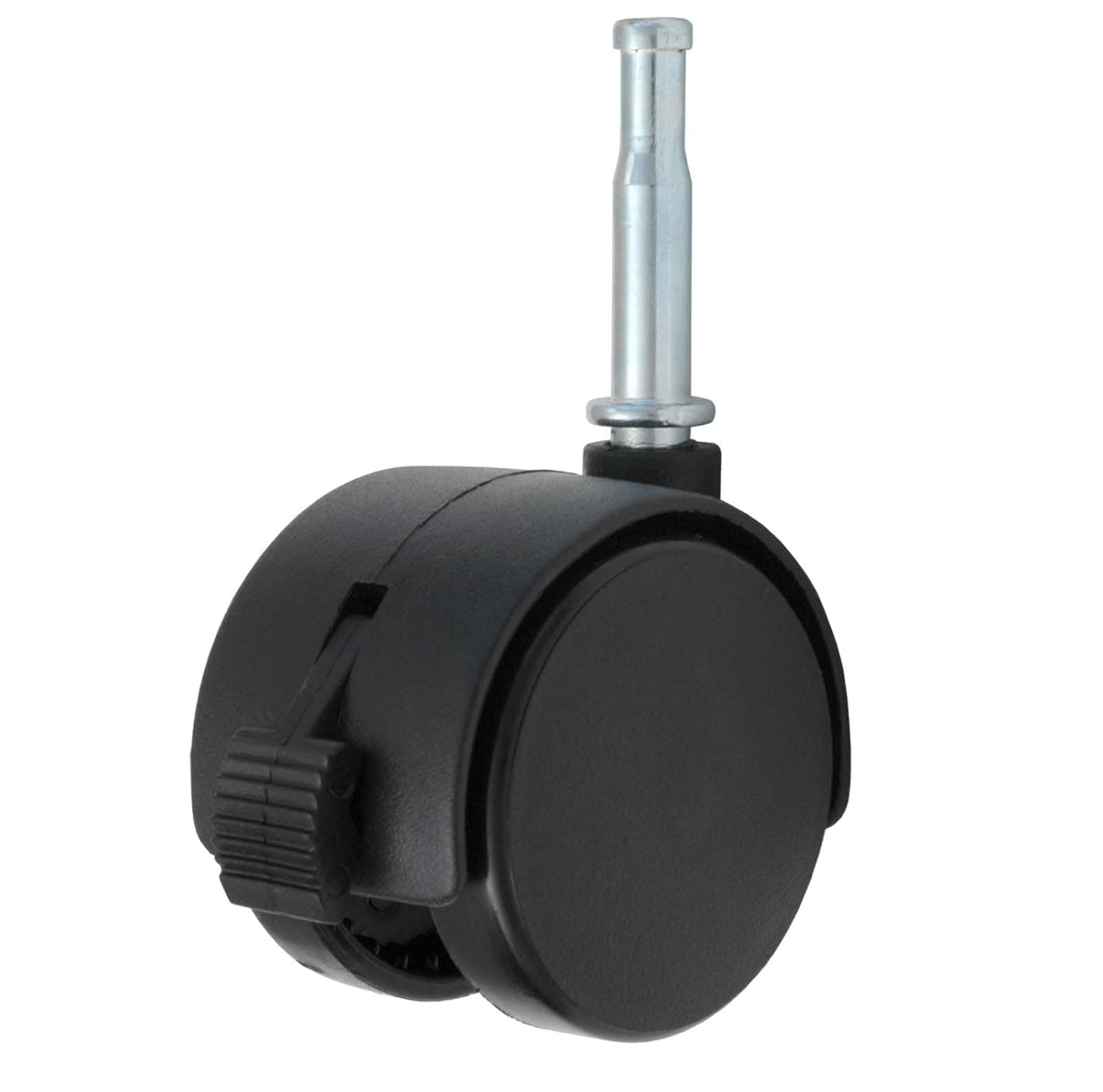 Twin Wheel Caster Solutions TWHN-50N-G02-BK-B 2" Diameter Nylon Wheel Hooded Brake Caster, 5/16" Diameter x 1-1/2" Length Grip Neck Stem, 110 lb Capacity Range