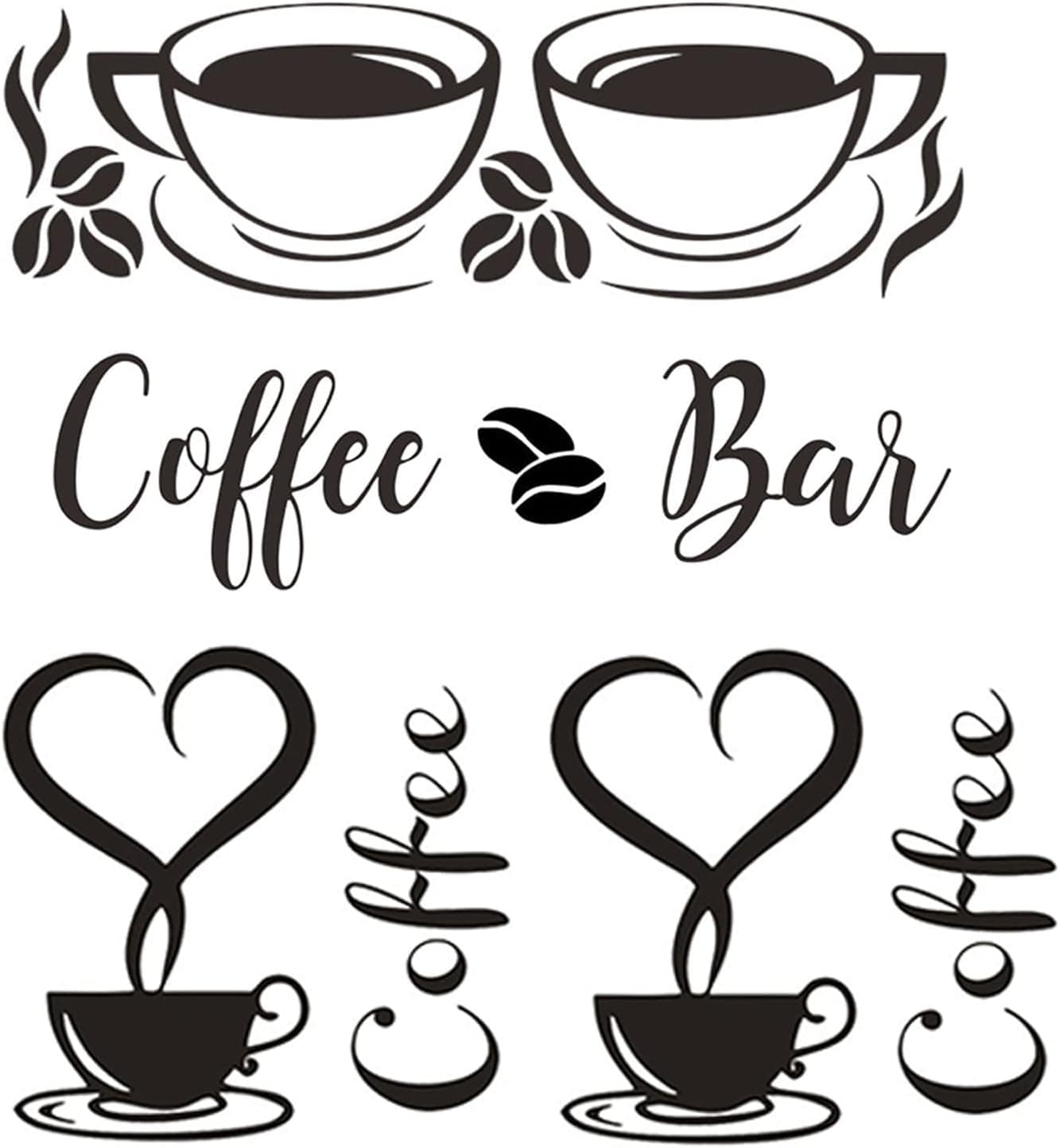 3 PCS Coffee Wall Decor Sticker Coffee Signs for Coffee Bar Kitchen Wall Stickers,Removable DIY Vinyl Mug Decal Wallpaper for Coffee Bar Restaurant Kitchen Home Office Shop Hotel Wall Decoration