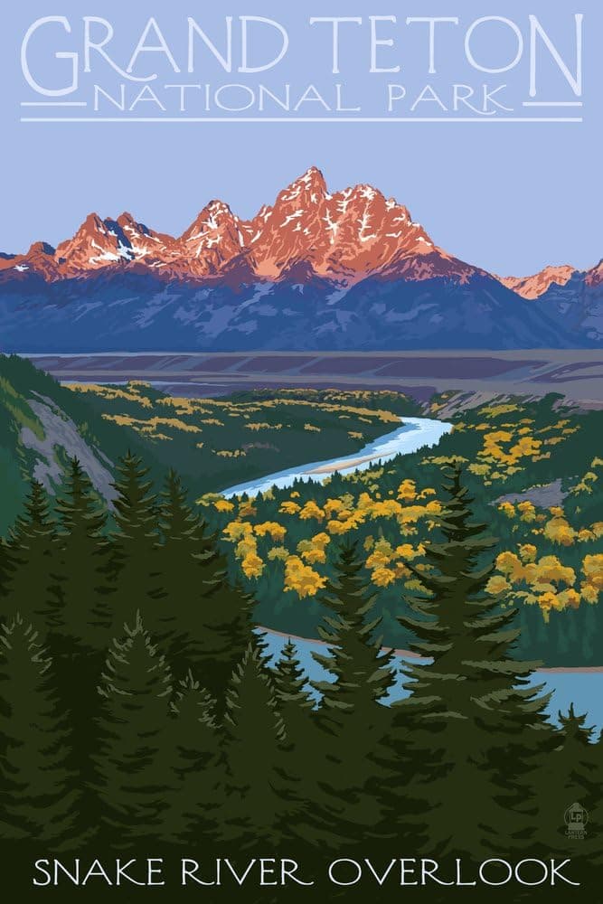 Grand Teton National Park, Wyoming, Snake River Overlook (16x24 Giclee Gallery Art Print, Vivid Textured Wall Decor)