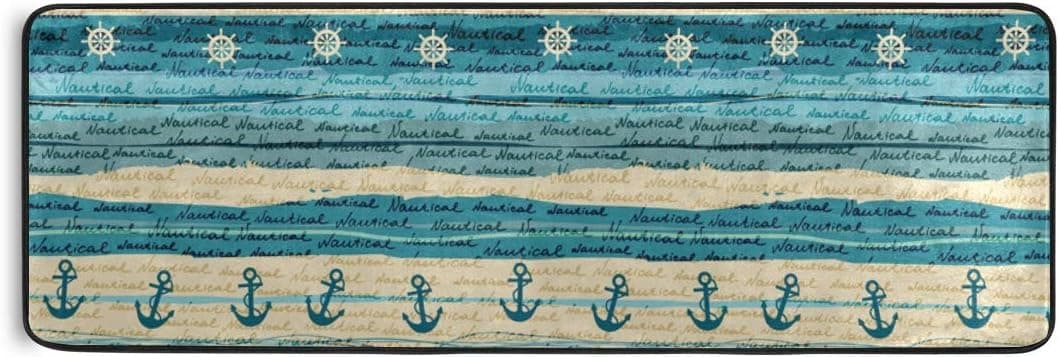 ALAZA Nautical Style Runner Area Rug Non Slip Floor Mat for Hallway Entryway Living Room Bedroom Dorm Home Decor 72x24 inches