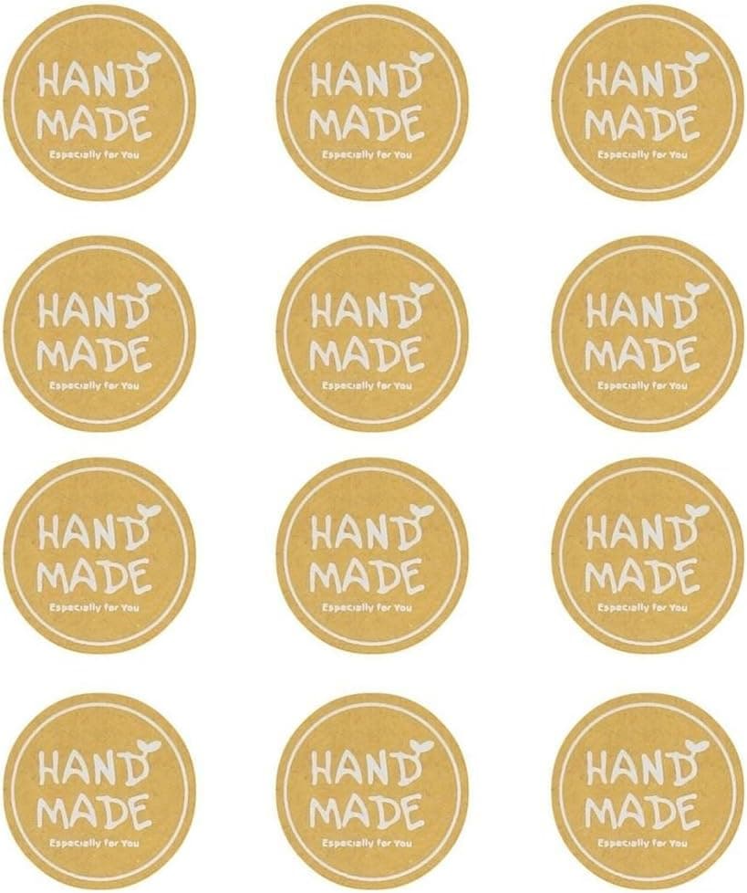 Uclever Hand Made Printed Gift Seal Sticker Kraft Paper Round Label (Set of 120#1)
