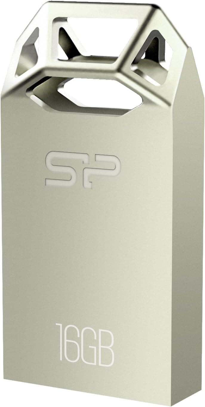 Silicon Power 16GB Touch T50 Ultra Compact Metallic USB 2.0 Flash Drive, Great for Gift Idea - Zinc Alloy