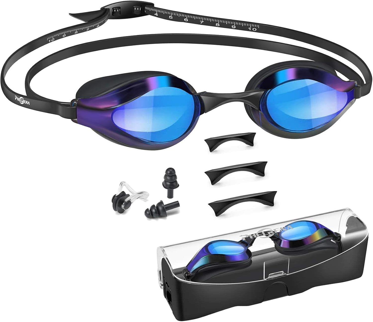 Swimming Goggles, with Scale Head Strap Swim Goggles, Clear Vision Anti Fog & Glare No Leaking for Adult Kids