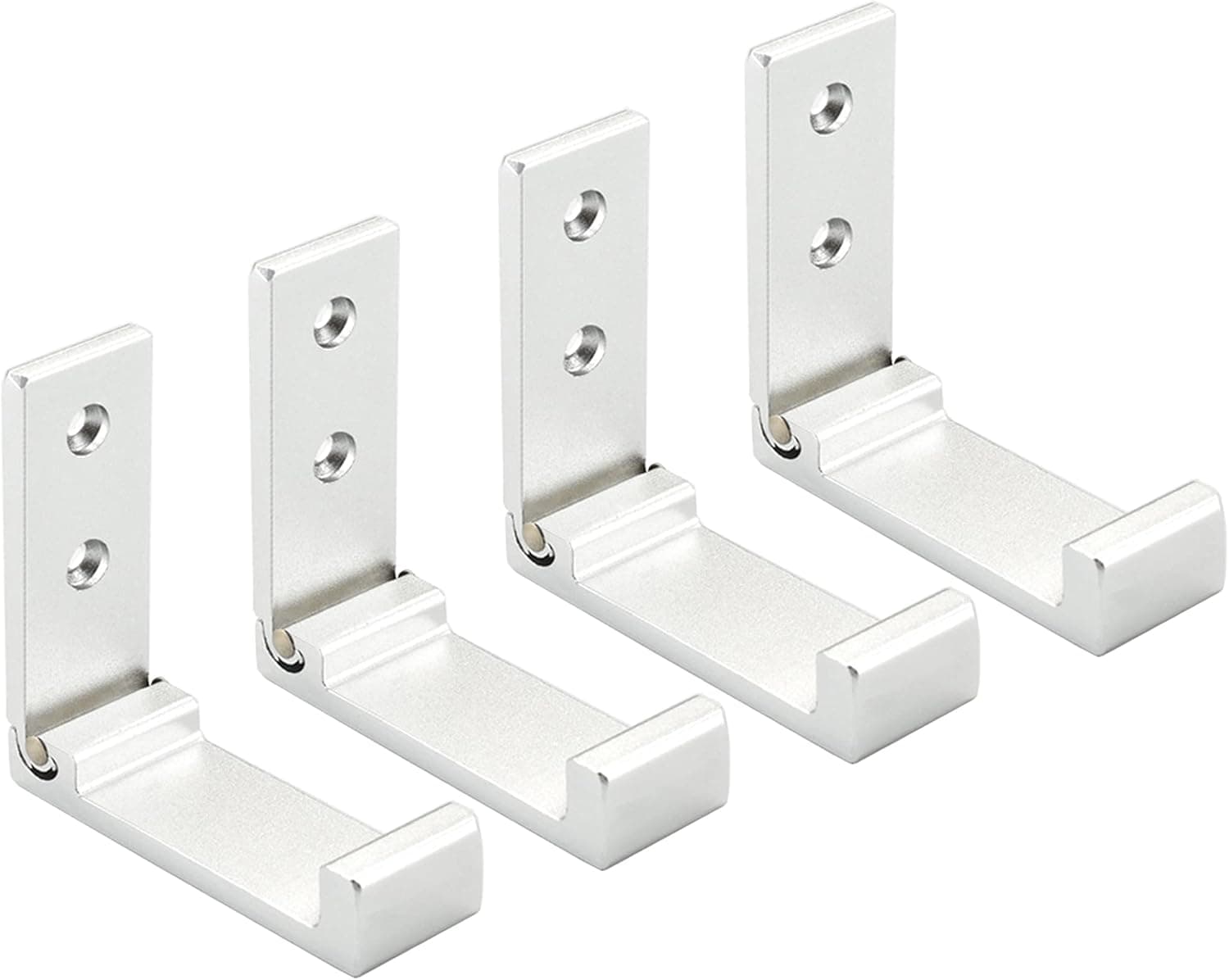 Latomex Folding Coat Hooks, Wall Hooks for Hanging Aluminum Alloy Cloth Hanger Coat Hanger Headphones Holder Headset Wall Hanger Hook- Pack of 4 (Silver)