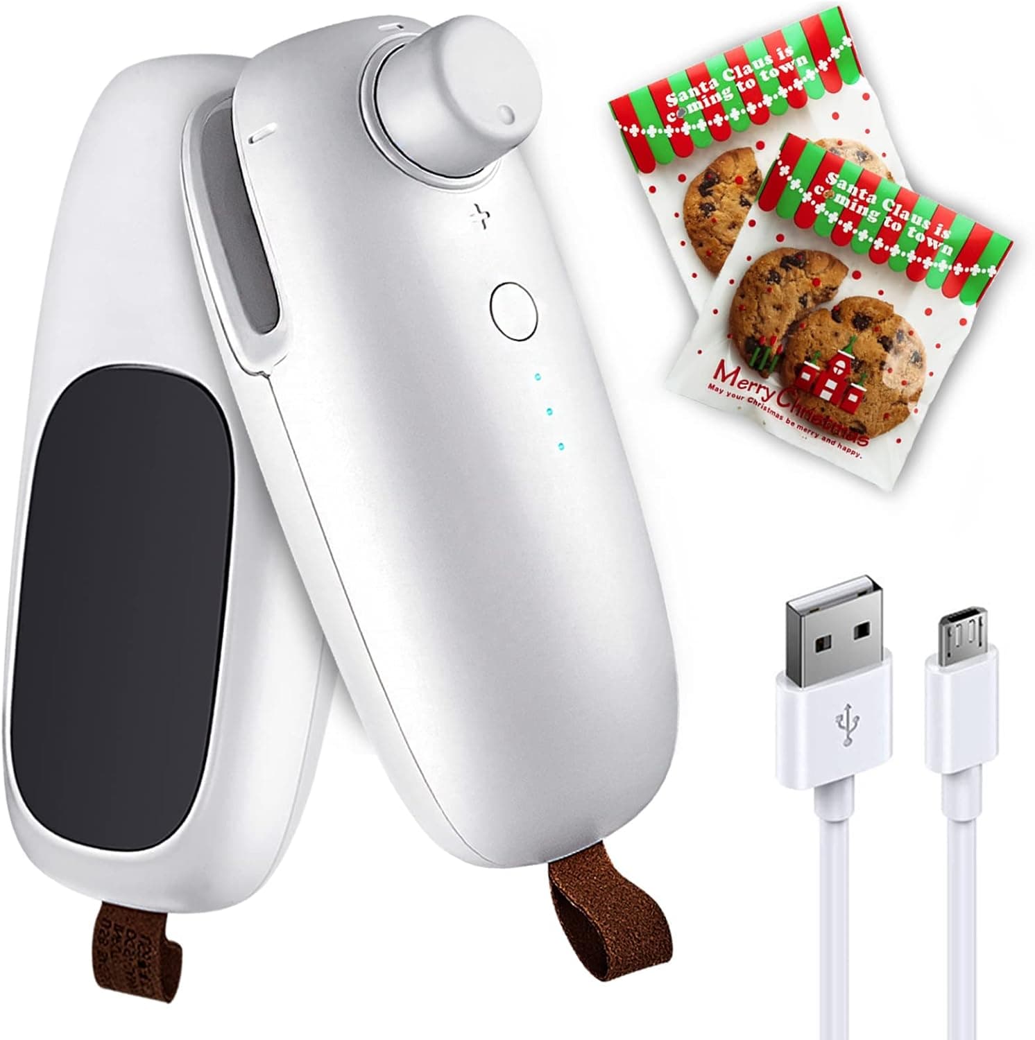 Thehomeuse Bag Sealer, Portable Rechargeable Plastic Heat Sealer Handheld Mini Food Bags Kitchen Vacuum Smart Sealing & Cutter Small Sealers Machine for Chip Snack Storage Bags, White