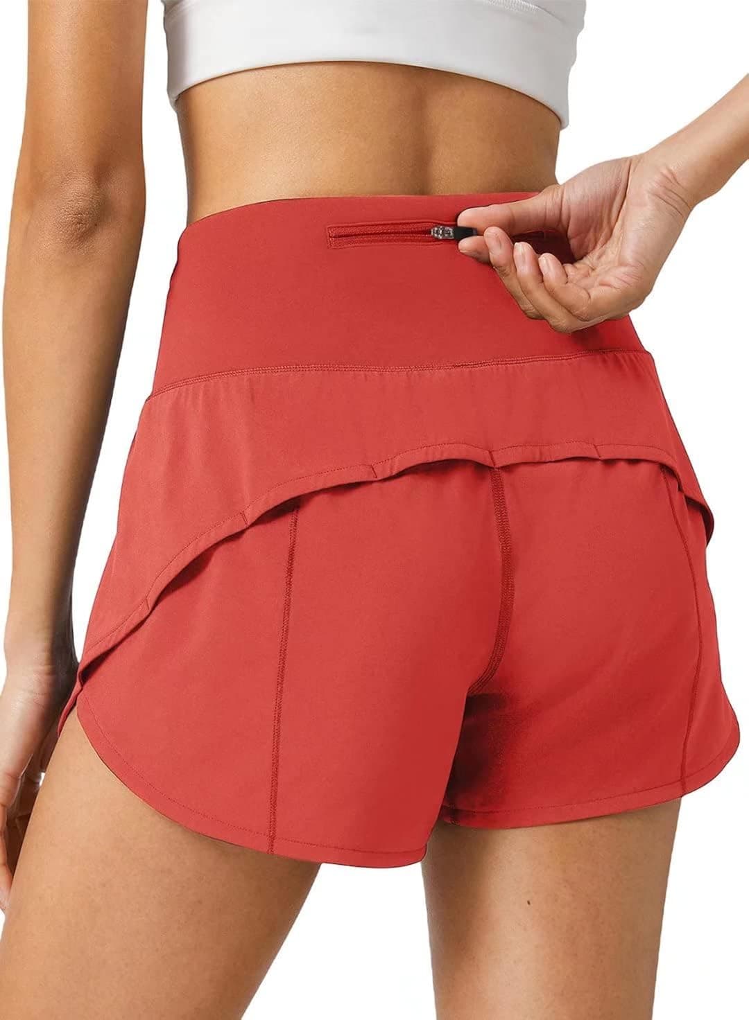 Dokotoo Womens Ladies Sweat Shorts Elastic High Waisted Pull On Tummy Control Comfy Sports Athletic Compression Exercise Active Gym Yoga Running Workout Shorts for Women with Phone Pockets Orange