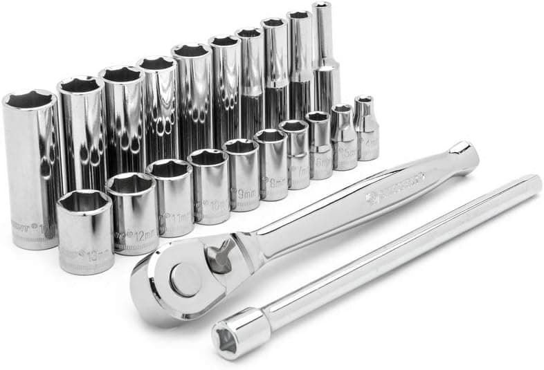 Crescent 22 Pc. 1/4" Drive 6 Point Standard & Deep Metric Mechanics Tool Set - CSWS3N