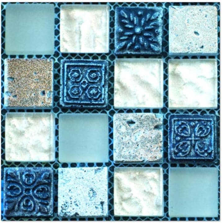 Mikilon Decorative Tile Stickers Set, Peel & Stick Adhesive Wall Decals, Home Wall Staircase Furniture Decor, 20 Pieces 4X4 inches (H)